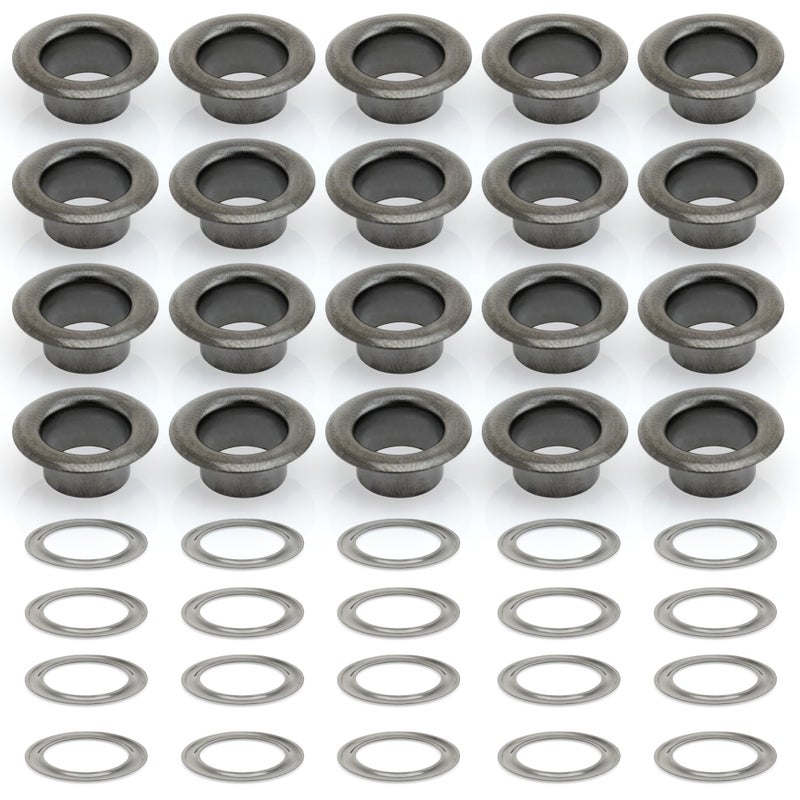 CRAFTMEMORE 1/4" Hole Size Metal Grommets Eyelets with Washers for Bead Cores, Clothes, Leather, Canvas (Gunmetal Black, 100 Pack) - Image 1